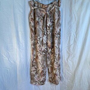 Pants floral motif beige brown pink size 12 Ever New Melbourne
